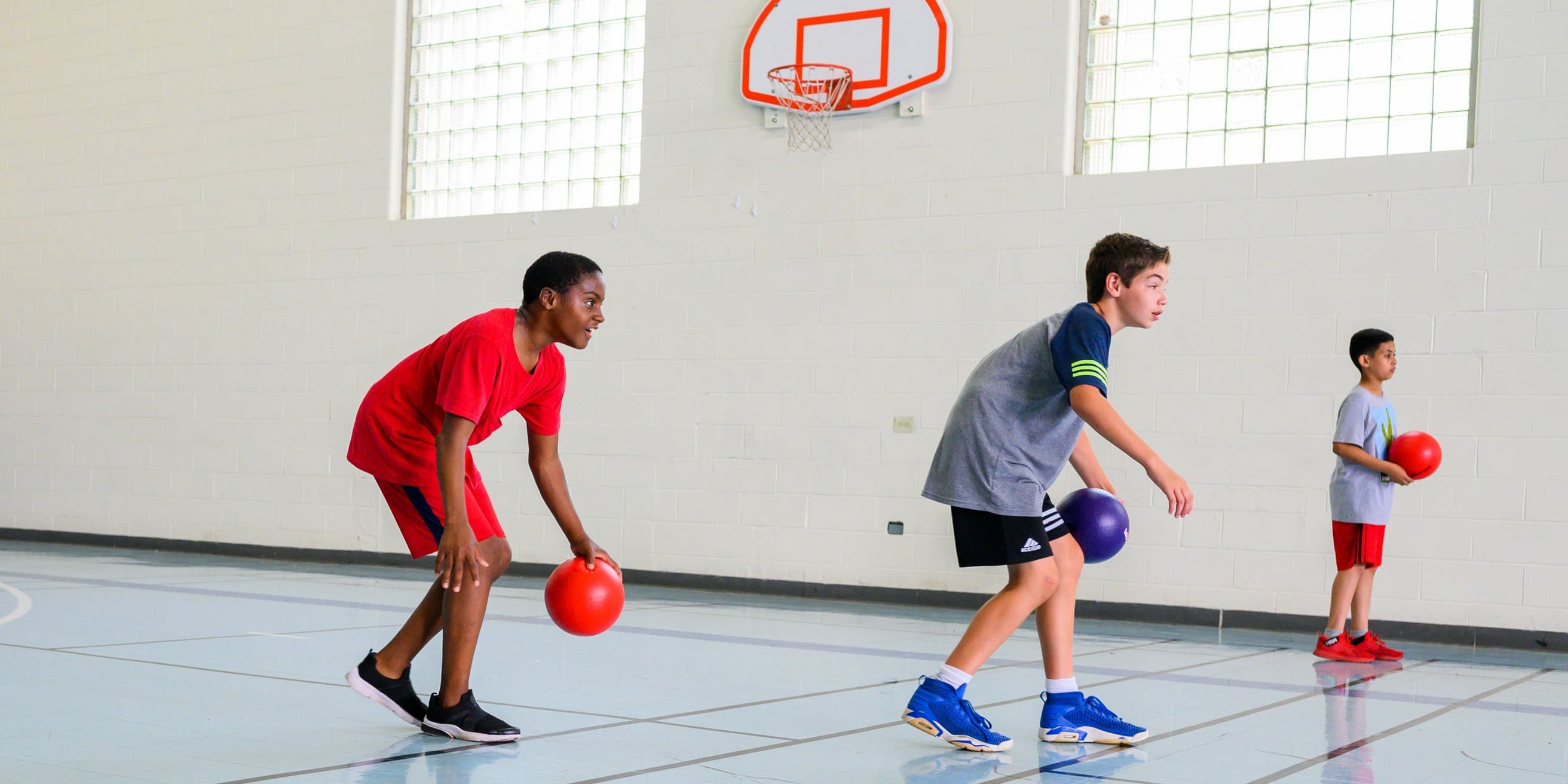 Campers playing basketball