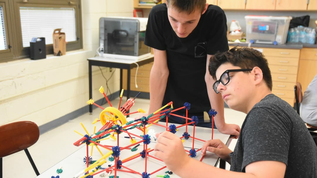 Kids at STEM building structures