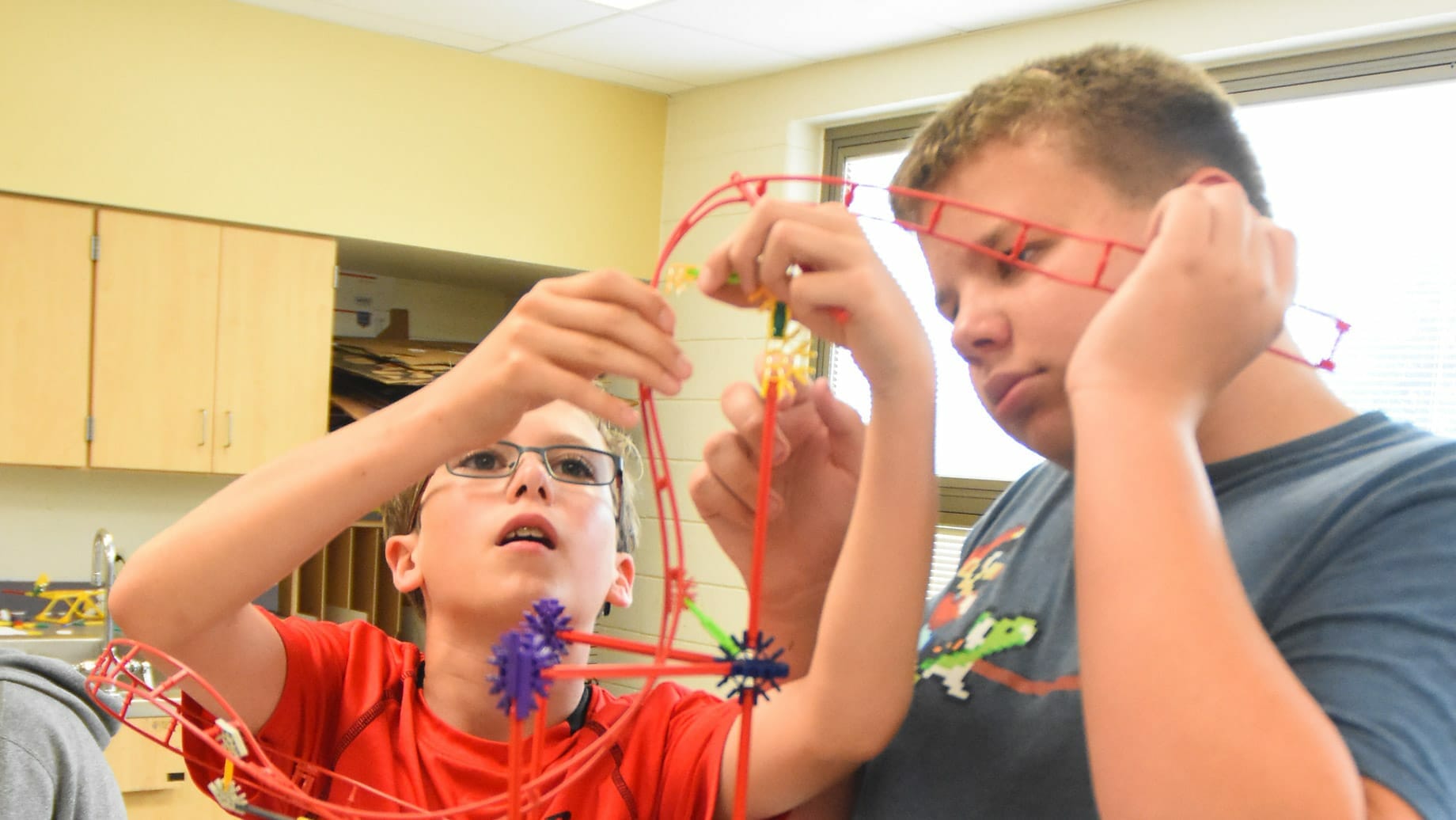 Two boys working together for STEM